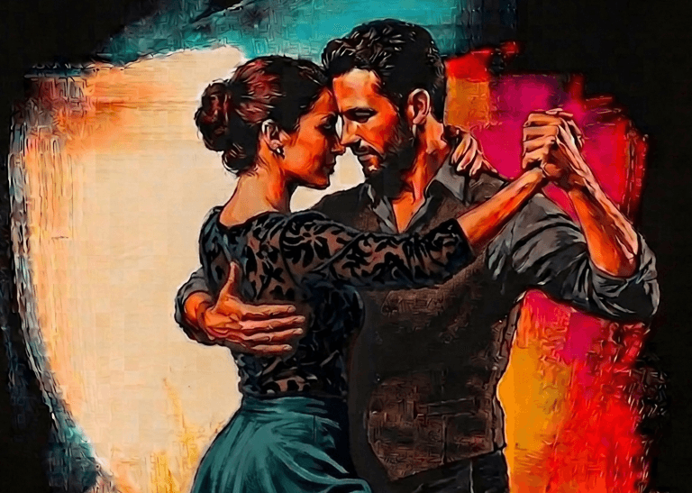 Argentine tango close embrace